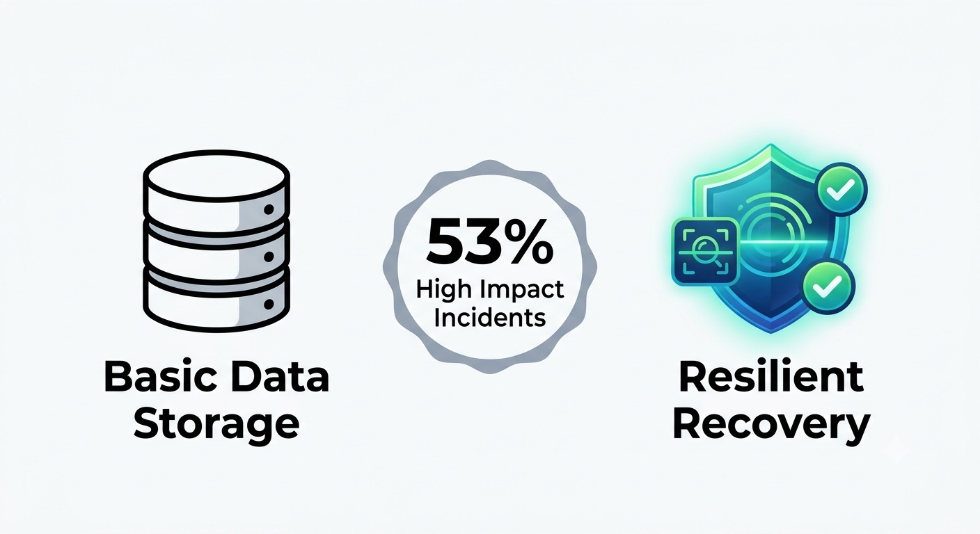 Conceptual diagram contrasting traditional backup storage with resilient recovery capabilities.