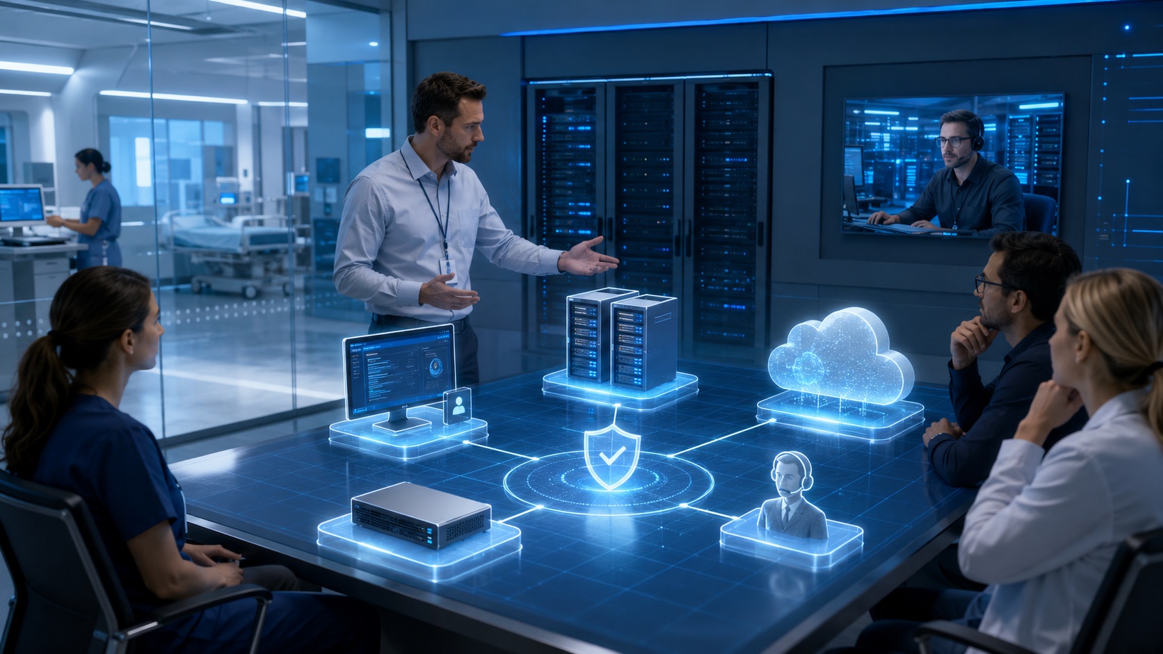 Healthcare team comparing managed, appliance, cloud, and self-managed backup service models