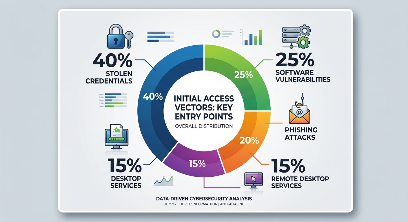 Infographic chart displaying common entry paths used in ransomware attacks